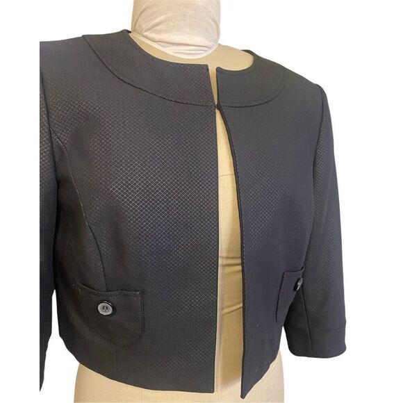 Alex Marie Open Dressy Cocktail Jacket Sz. 10 Black Cropped Textured - Picture 3 of 8